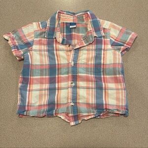 Old Navy Kids Plaid Shirt - Blue and Pink 18-24 months